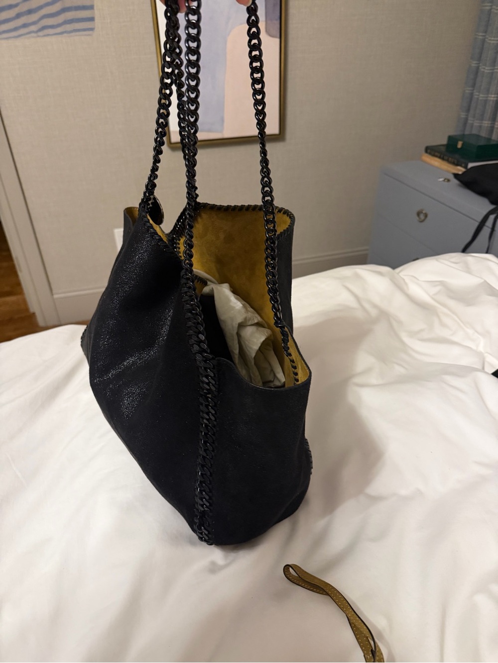 Black and mustard STELLA MCCARTNEY Falabella Tote with pouch and dust bag - Picture 2 of 7